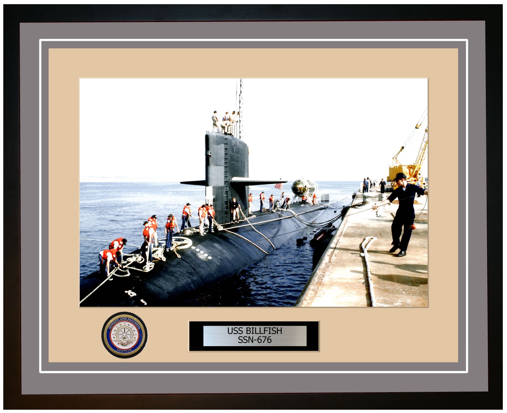 USS Billfish SSN-676 Framed Navy Ship Photo Grey