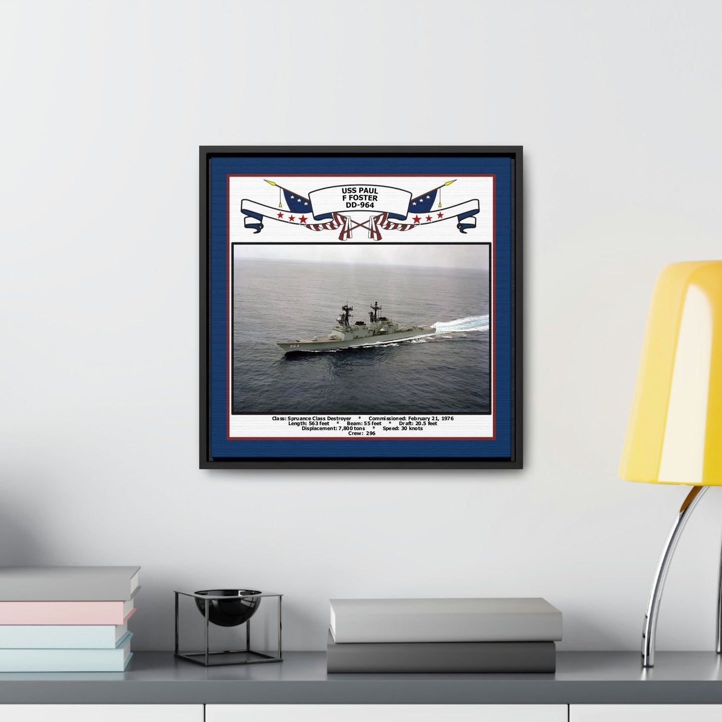 USS Paul F Foster DD-964 Navy Floating Frame Photo Desk View