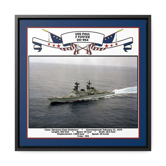 USS Paul F Foster DD-964 Navy Floating Frame Photo Front View