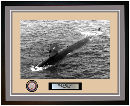 USS Billfish SSN-676 Framed Navy Ship Photo Grey