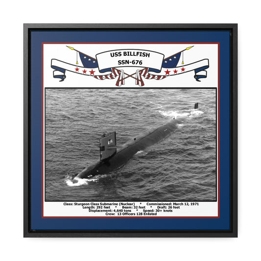 USS Billfish SSN-676 Navy Floating Frame Photo Front View
