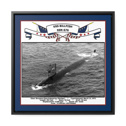 USS Billfish SSN-676 Navy Floating Frame Photo Front View