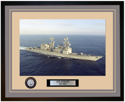USS KINKAID DD-965 Framed Navy Ship Photo Grey