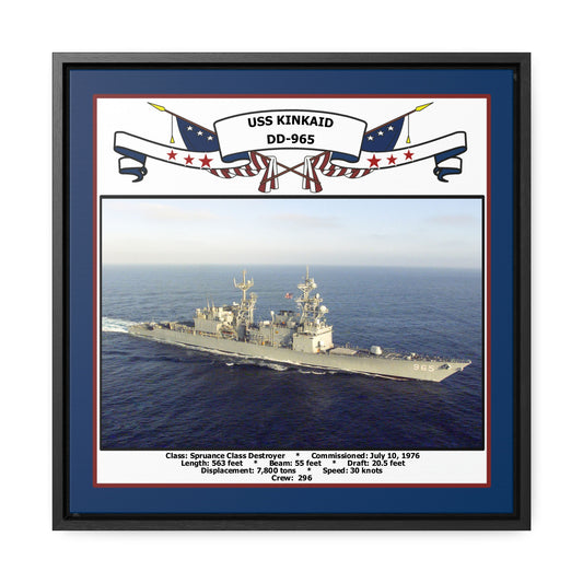 USS Kinkaid DD-965 Navy Floating Frame Photo Front View