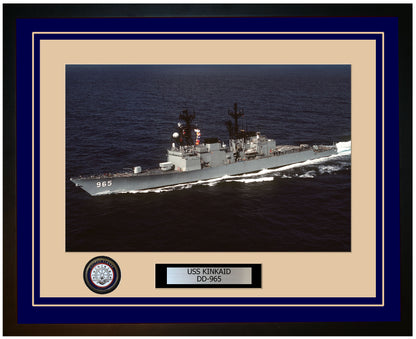 USS KINKAID DD-965 Framed Navy Ship Photo Blue