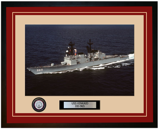 USS KINKAID DD-965 Framed Navy Ship Photo Burgundy