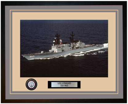 USS KINKAID DD-965 Framed Navy Ship Photo Grey