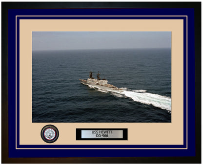 USS HEWITT DD-966 Framed Navy Ship Photo Blue