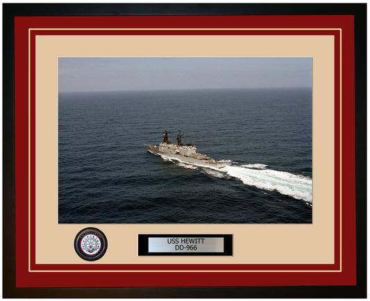 USS HEWITT DD-966 Framed Navy Ship Photo Burgundy