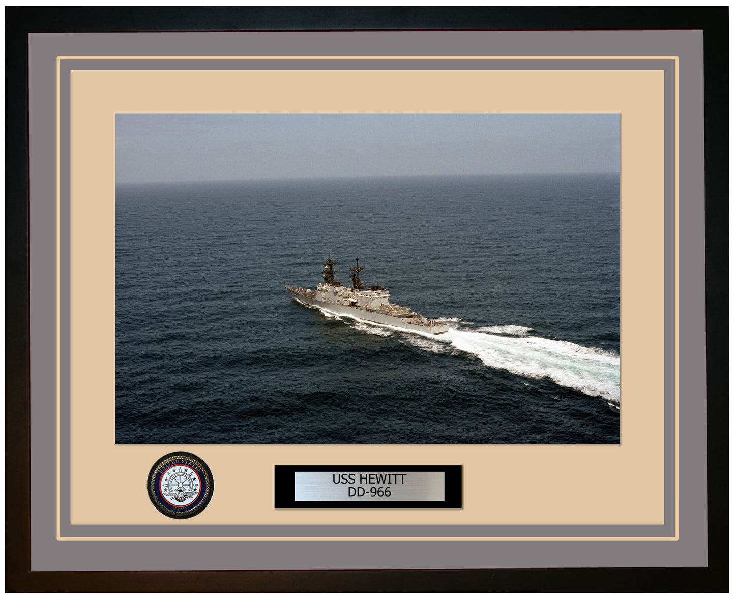 USS HEWITT DD-966 Framed Navy Ship Photo Grey