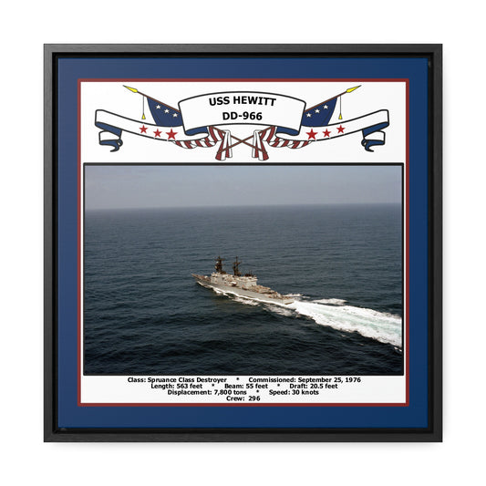 USS Hewitt DD-966 Navy Floating Frame Photo Front View