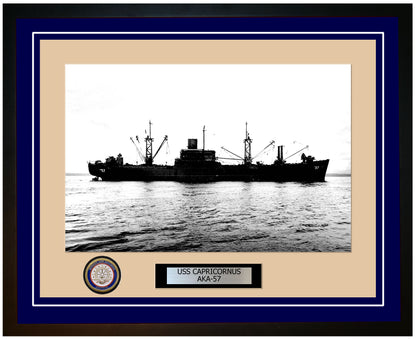 USS Capricornus AKA-57 Framed Navy Ship Photo Blue