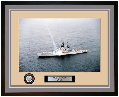 USS GRIDLEY CG-21 Framed Navy Ship Photo Grey