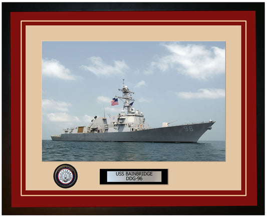 USS BAINBRIDGE DDG-96 Framed Navy Ship Photo Burgundy