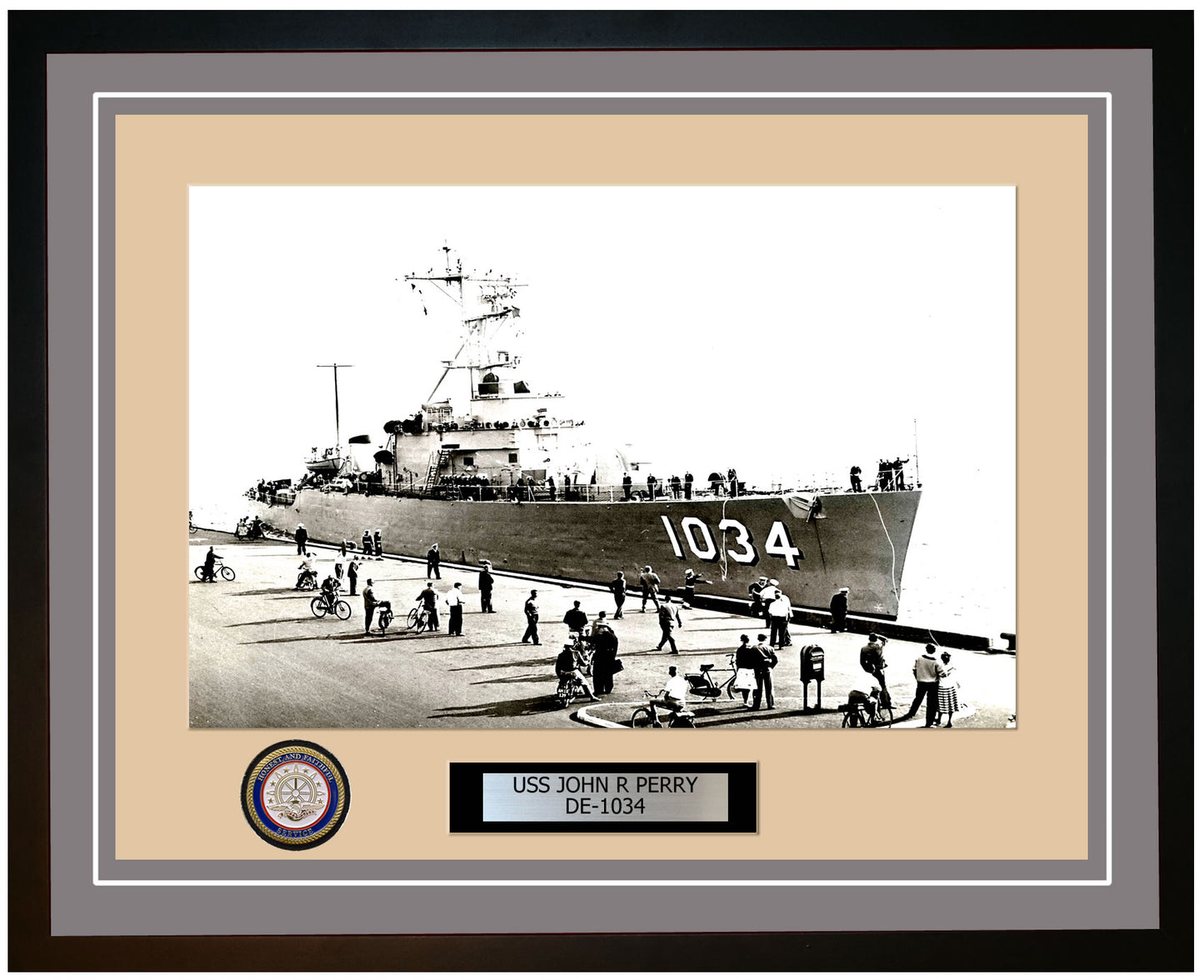 USS John R Perry DE-1034 Framed Navy Ship Photo Grey