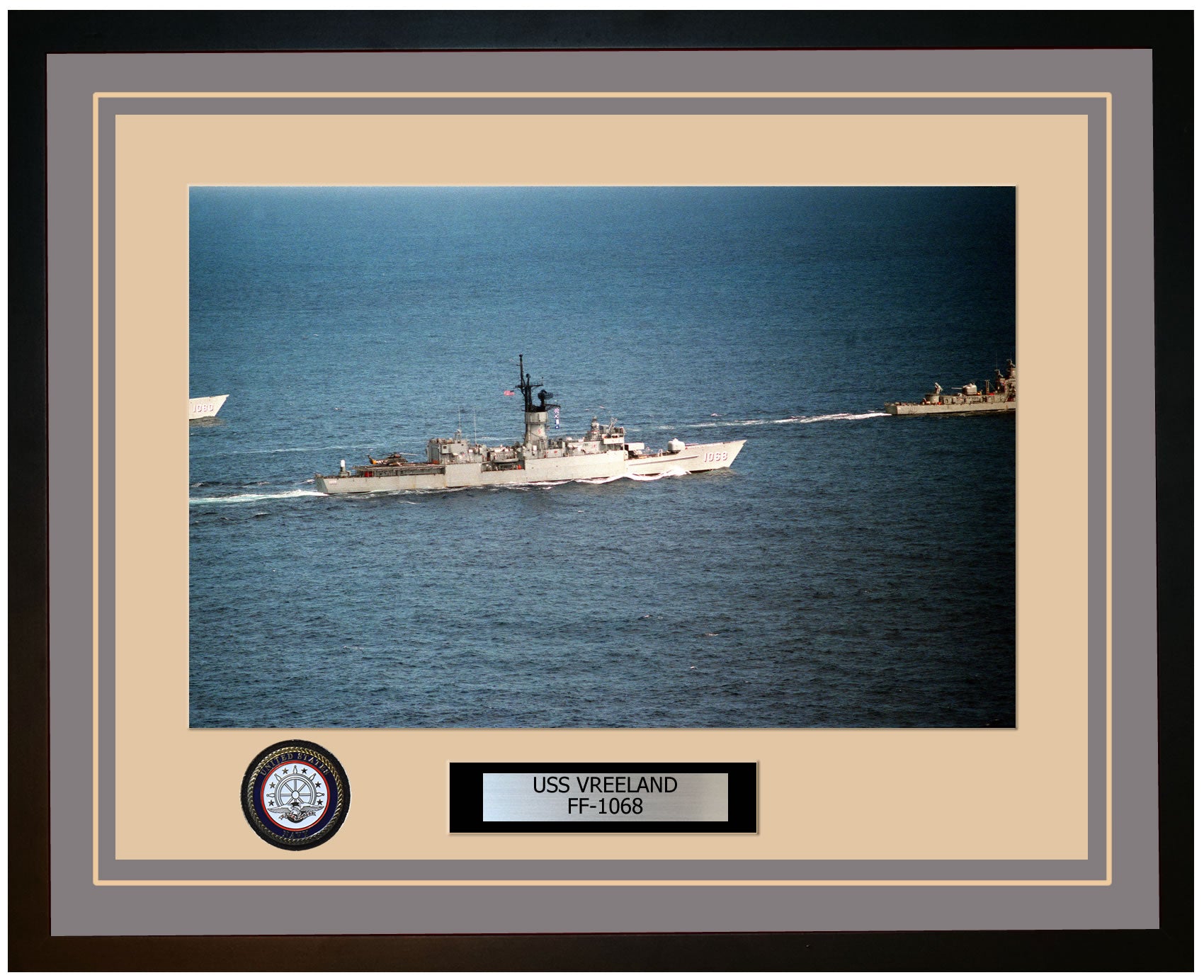 USS VREELAND FF-1068 Framed Navy Ship Photo Grey