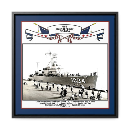USS John R Perry DE-1034 Navy Floating Frame Photo Front View
