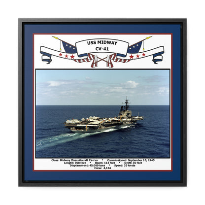 USS Midway CV-41 Navy Floating Frame Photo Front View