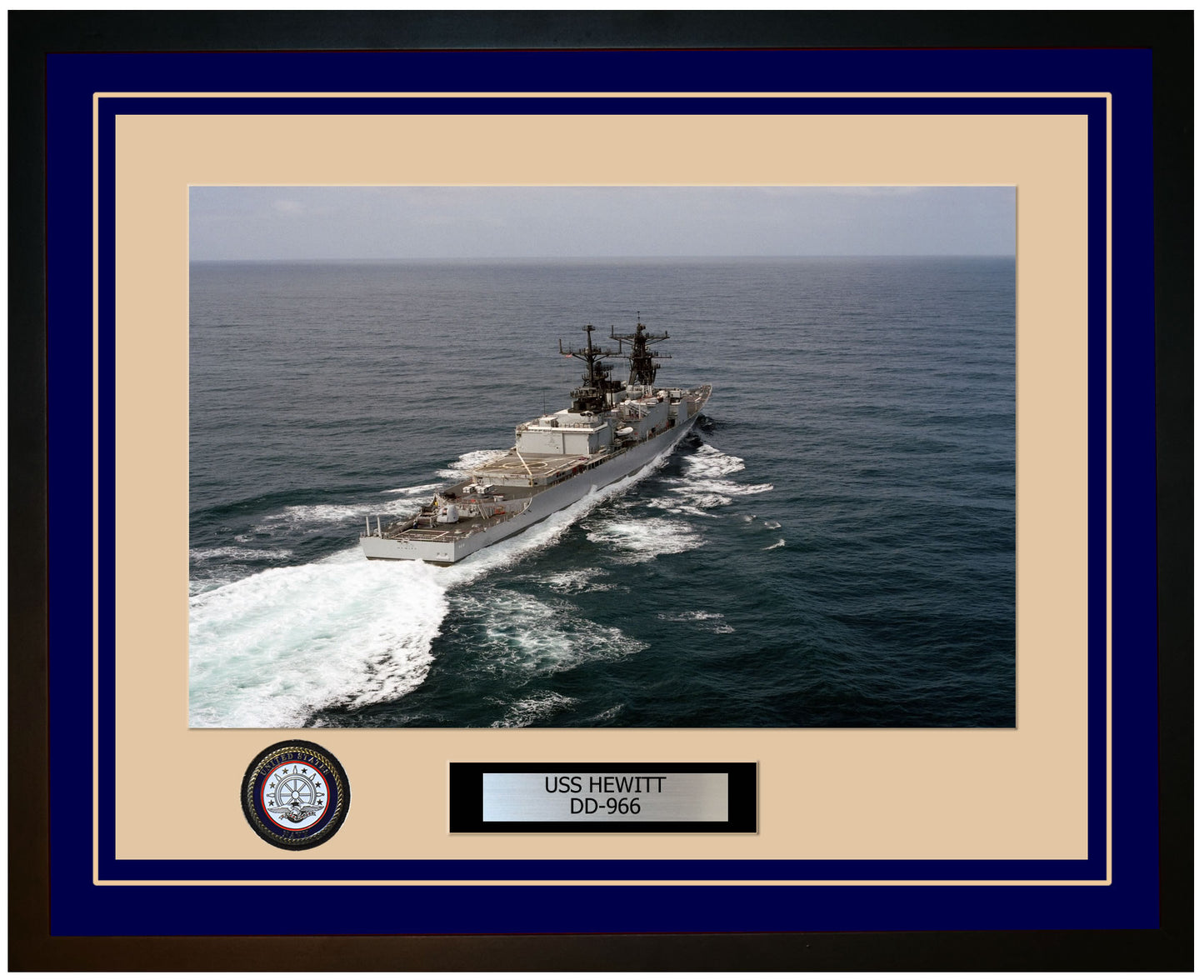 USS HEWITT DD-966 Framed Navy Ship Photo Blue