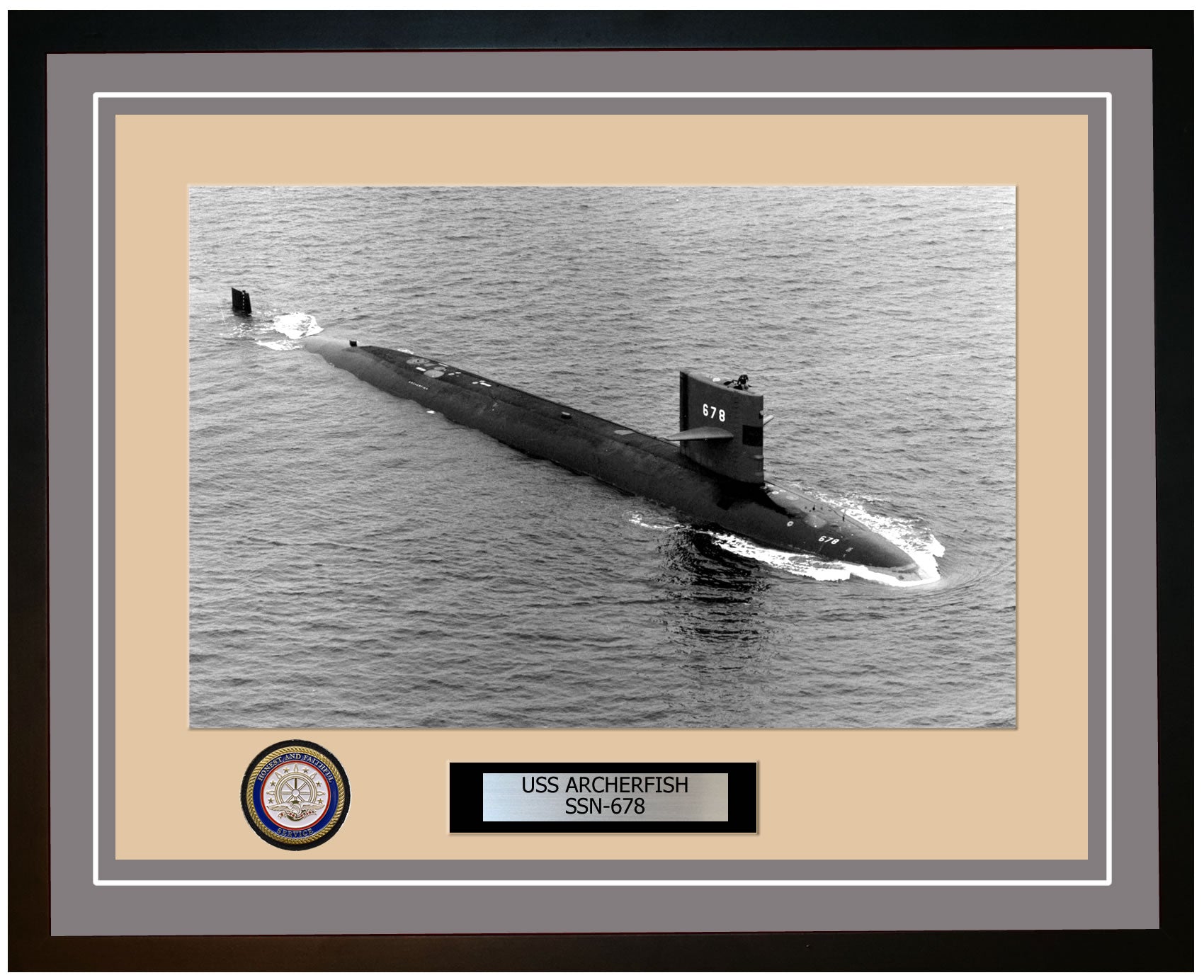 USS Archerfish SSN-678 Framed Navy Ship Photo Grey