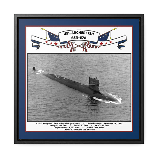 USS Archerfish SSN-678 Navy Floating Frame Photo Front View