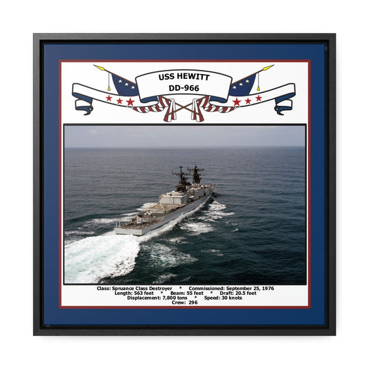 USS Hewitt DD-966 Navy Floating Frame Photo Front View