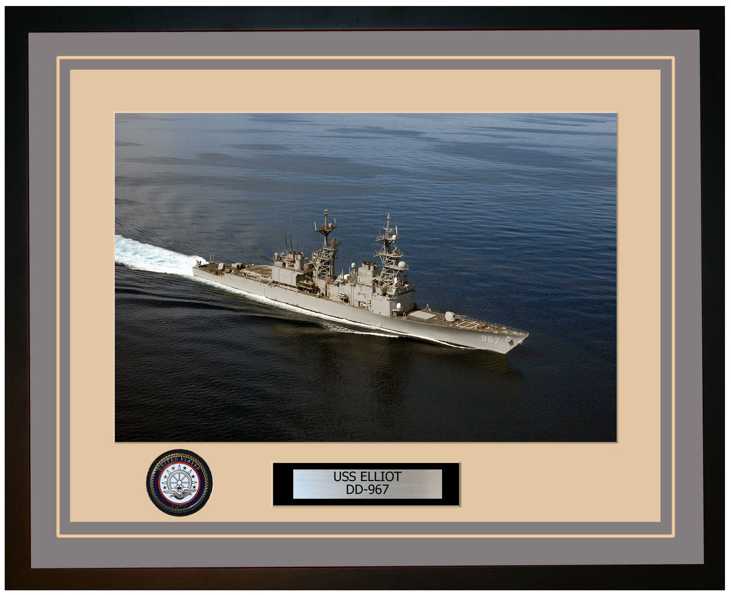 USS ELLIOT DD-967 Framed Navy Ship Photo Grey