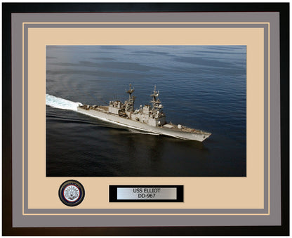 USS ELLIOT DD-967 Framed Navy Ship Photo Grey