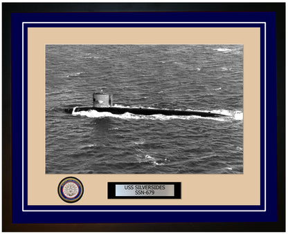 USS Silversides SSN-679 Framed Navy Ship Photo Blue
