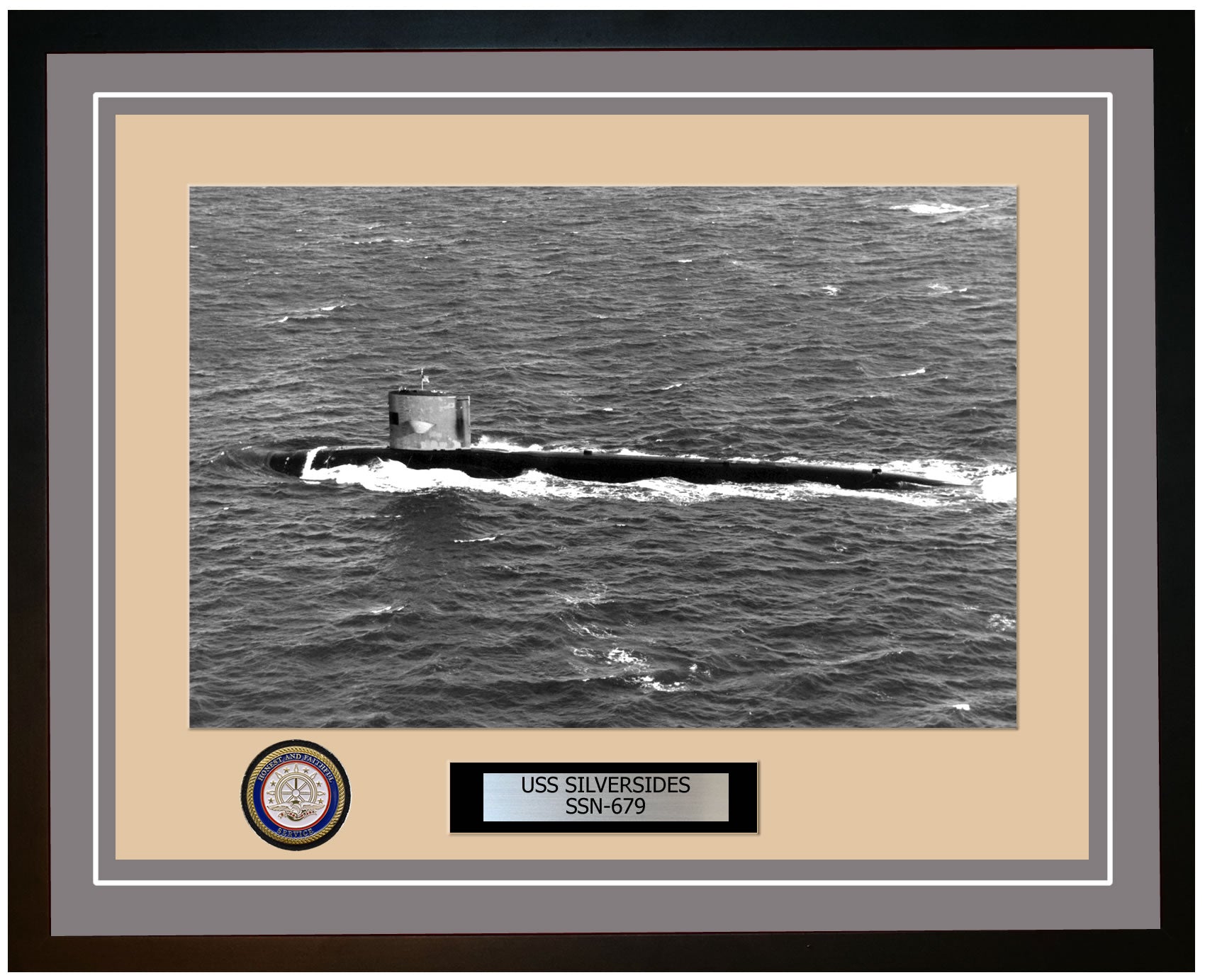 USS Silversides SSN-679 Framed Navy Ship Photo Grey