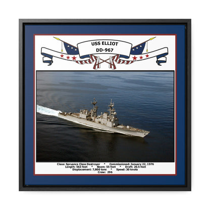 USS Elliot DD-967 Navy Floating Frame Photo Front View