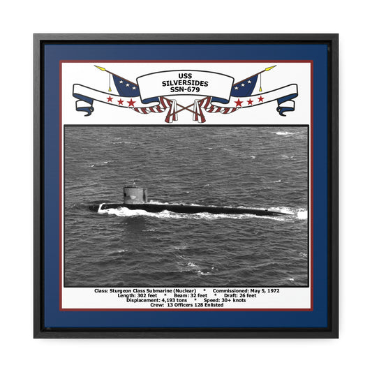 USS Silversides SSN-679 Navy Floating Frame Photo Front View