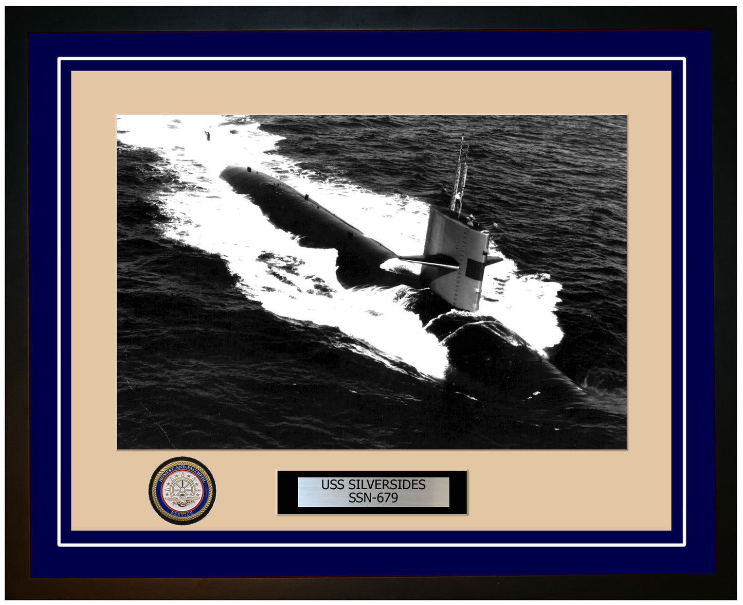 USS Silversides SSN-679 Framed Navy Ship Photo Blue
