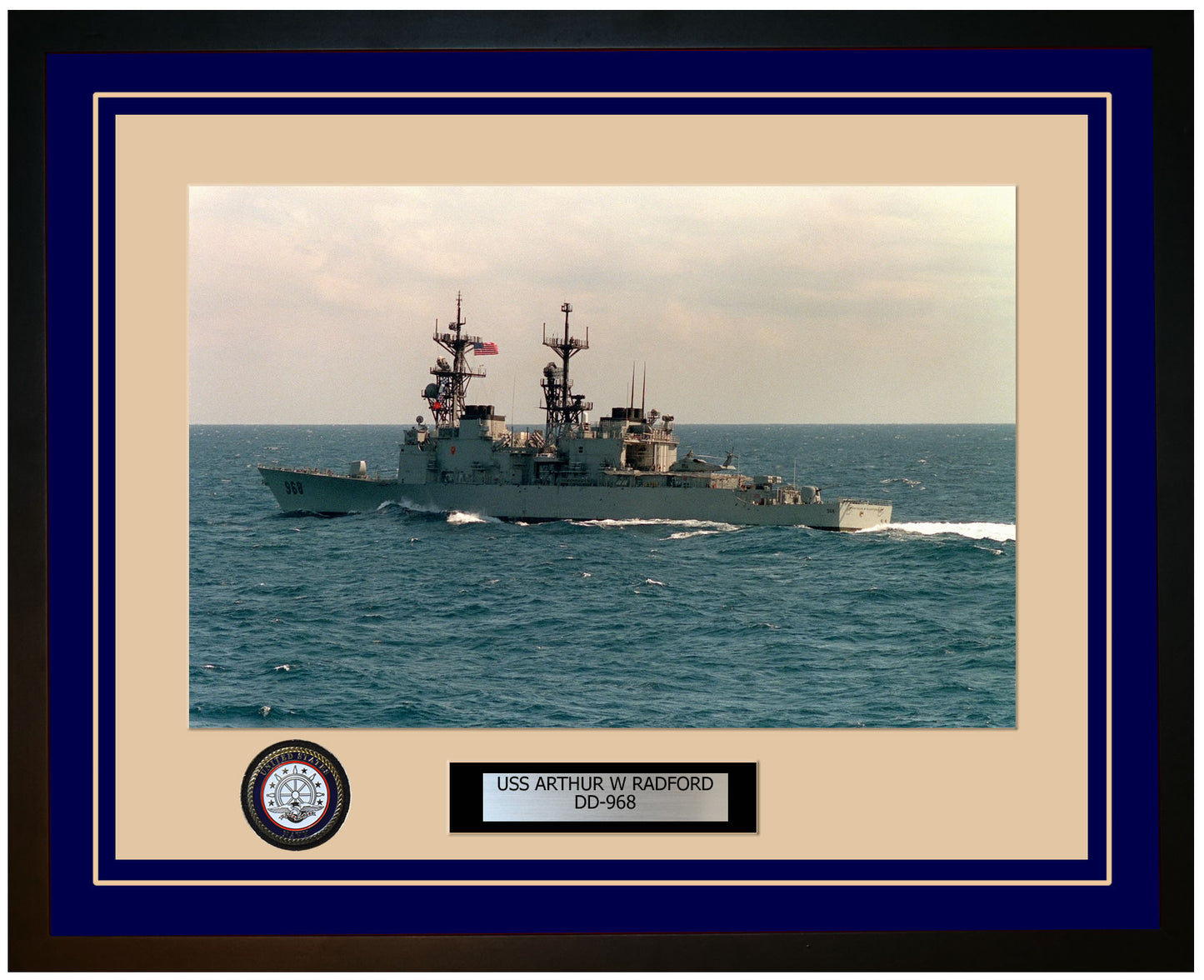USS ARTHUR W RADFORD DD-968 Framed Navy Ship Photo Blue