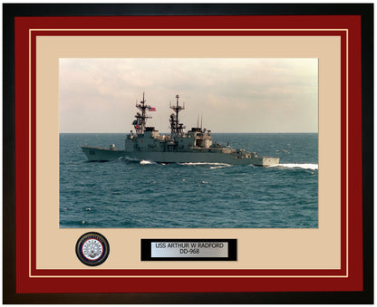 USS ARTHUR W RADFORD DD-968 Framed Navy Ship Photo Burgundy