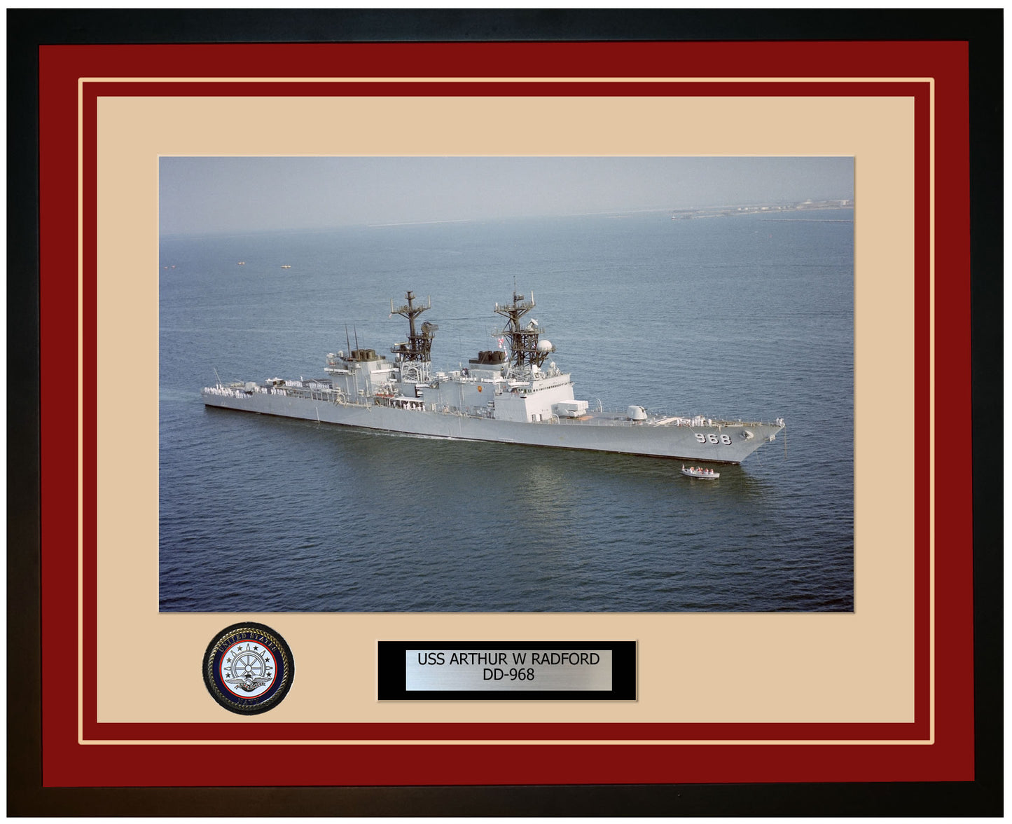 USS ARTHUR W RADFORD DD-968 Framed Navy Ship Photo Burgundy