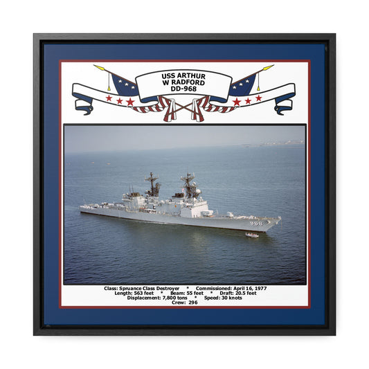 USS Arthur W Radford DD-968 Navy Floating Frame Photo Front View