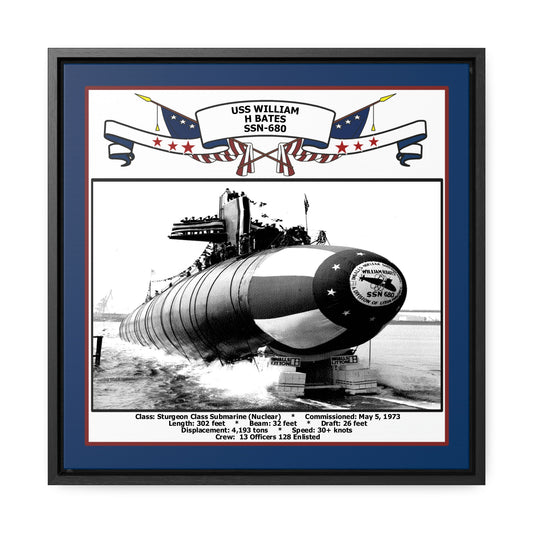 USS William H Bates SSN-680 Navy Floating Frame Photo Front View