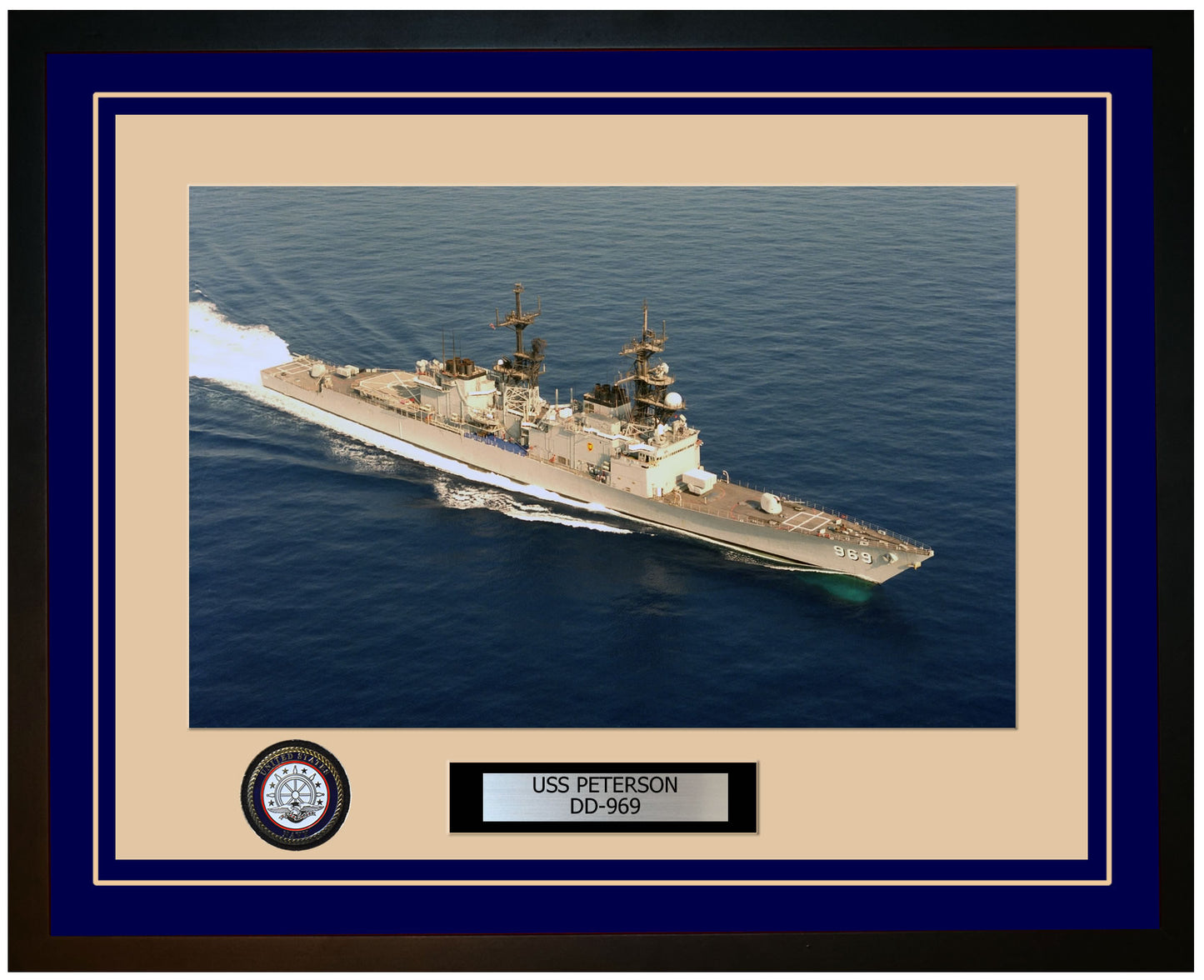 USS PETERSON DD-969 Framed Navy Ship Photo Blue