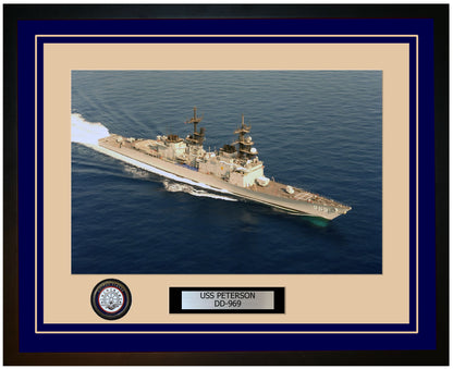 USS PETERSON DD-969 Framed Navy Ship Photo Blue