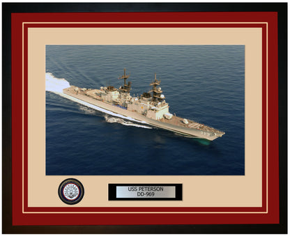 USS PETERSON DD-969 Framed Navy Ship Photo Burgundy