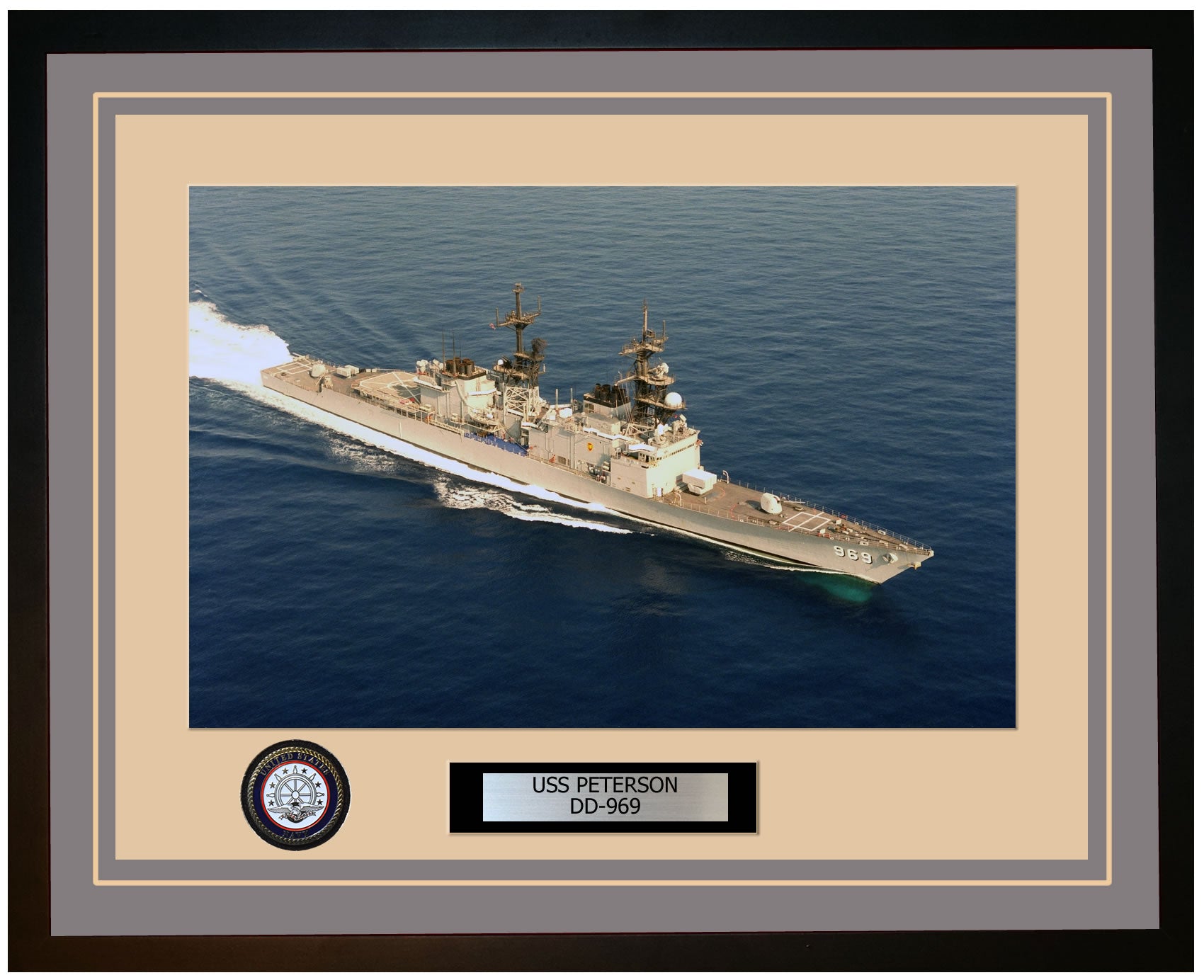 USS PETERSON DD-969 Framed Navy Ship Photo Grey