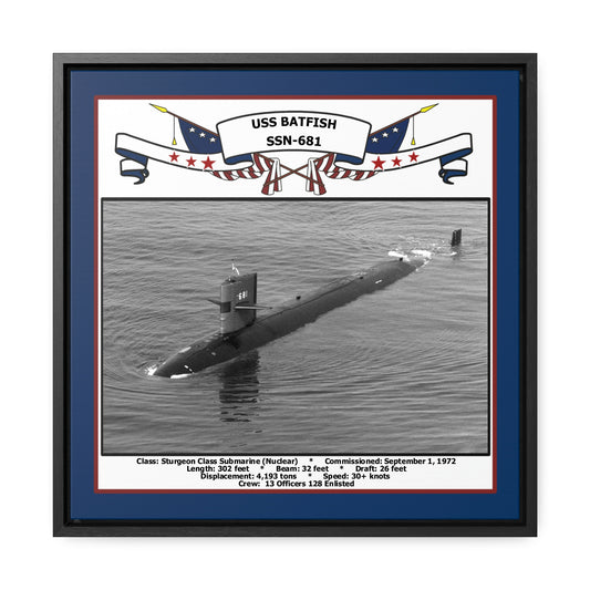 USS Batfish SSN-681 Navy Floating Frame Photo Front View
