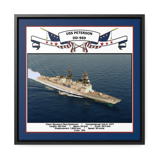 USS Peterson DD-969 Navy Floating Frame Photo Front View