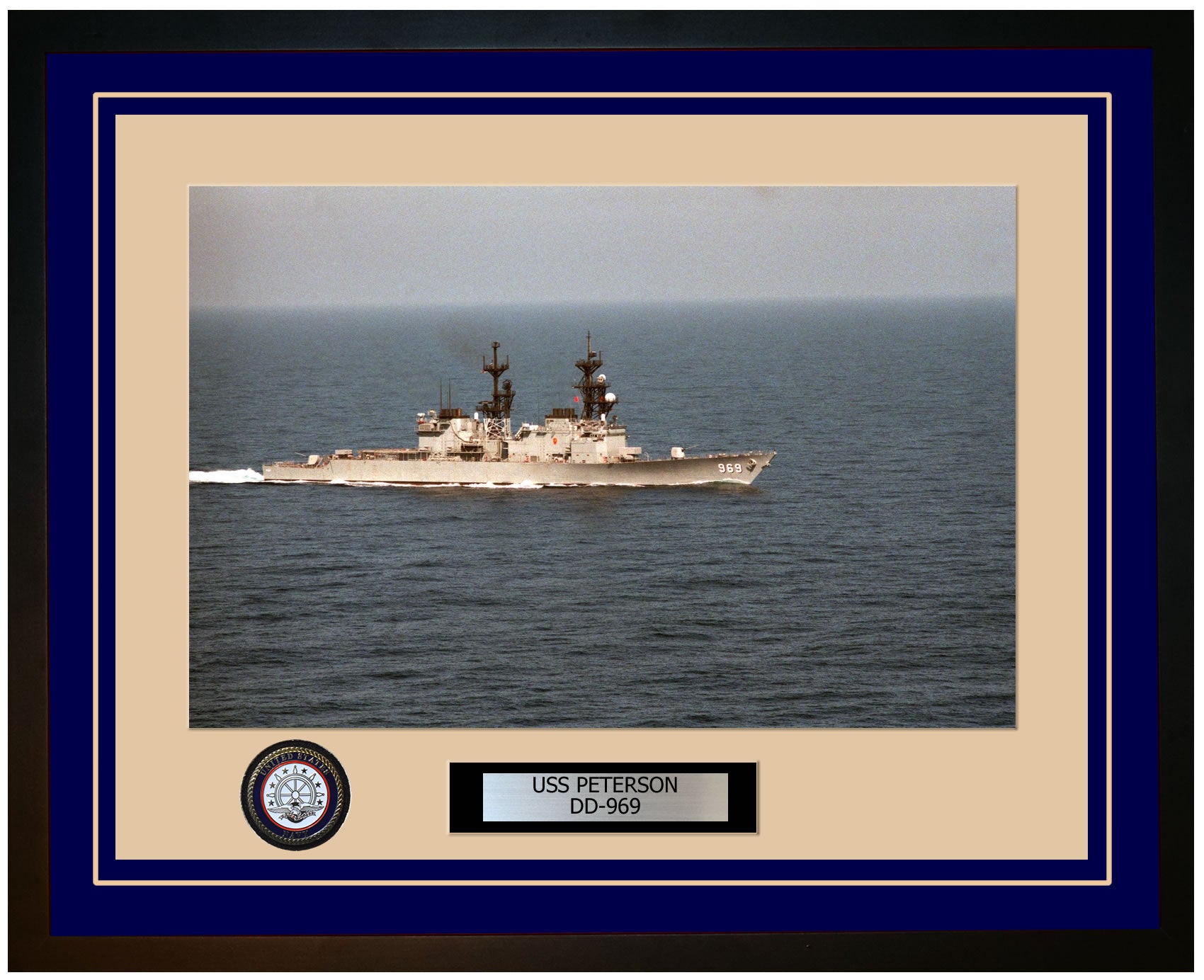 USS PETERSON DD-969 Framed Navy Ship Photo Blue