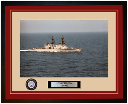 USS PETERSON DD-969 Framed Navy Ship Photo Burgundy