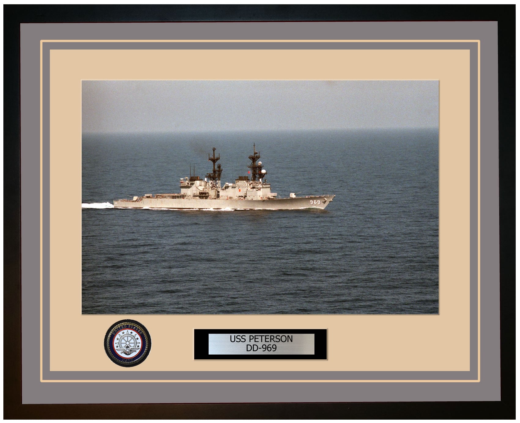 USS PETERSON DD-969 Framed Navy Ship Photo Grey