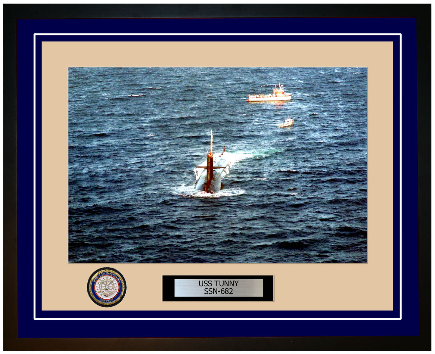 USS Tunny SSN-682 Framed Navy Ship Photo Blue