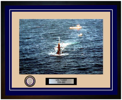 USS Tunny SSN-682 Framed Navy Ship Photo Blue