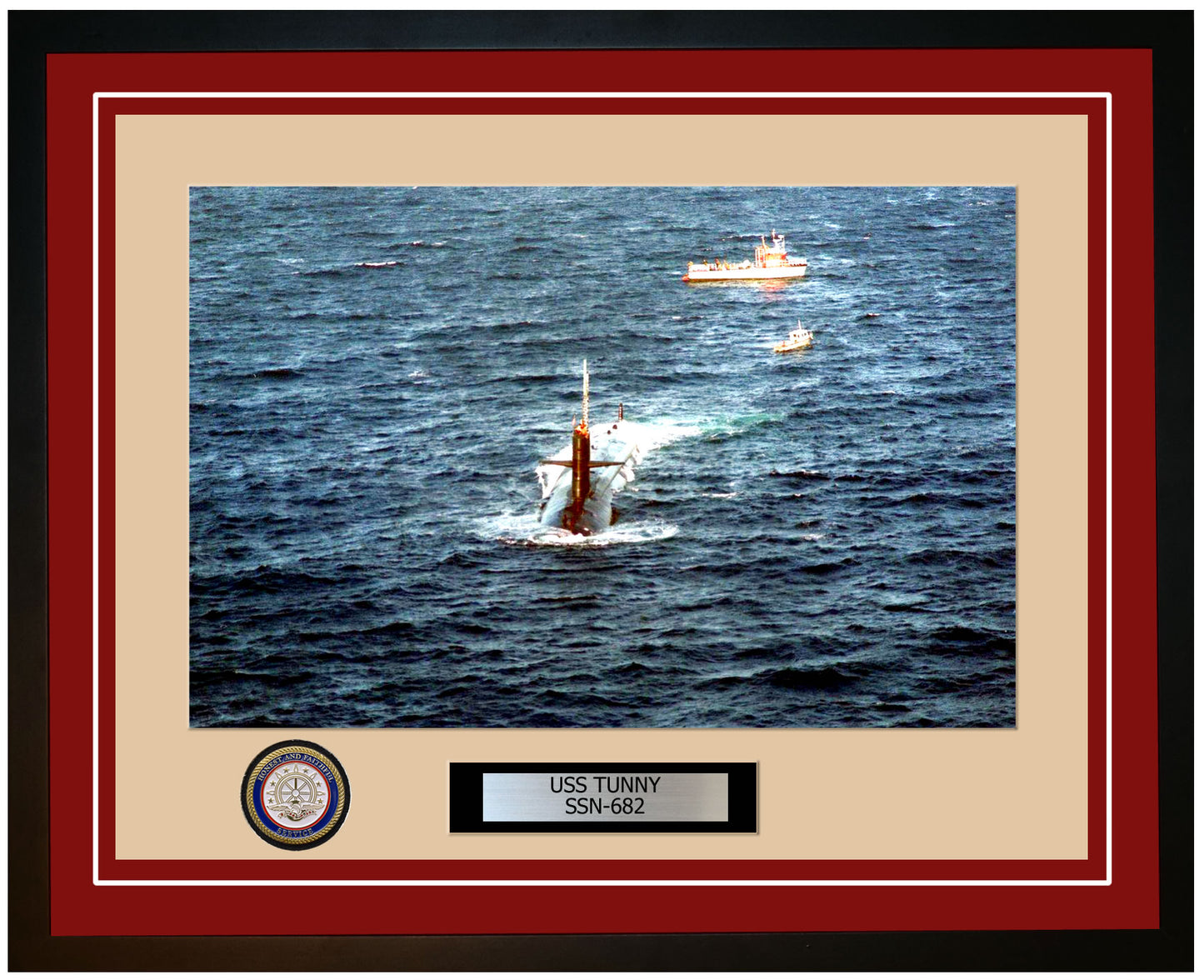 USS Tunny SSN-682 Framed Navy Ship Photo Burgundy